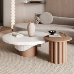 Camel 2-Piece Round Wood Coffee Table Set - Image 2