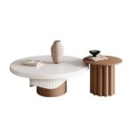 Camel 2-Piece Round Wood Coffee Table Set - Image 5