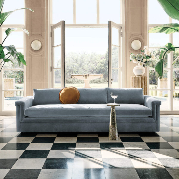Icy Blue Velvet Sofa