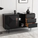 Black Modern Sideboard Buffet with Tempered Glass - Image 5