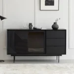 Black Modern Sideboard Buffet with Tempered Glass - Image 3