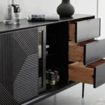 Black Modern Sideboard Buffet with Tempered Glass - Image 6