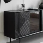 Black Modern Sideboard Buffet with Tempered Glass - Image 4
