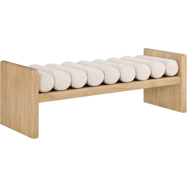 BoucleFabricWoodBench-1.webp Waverly Bench - Image 1
