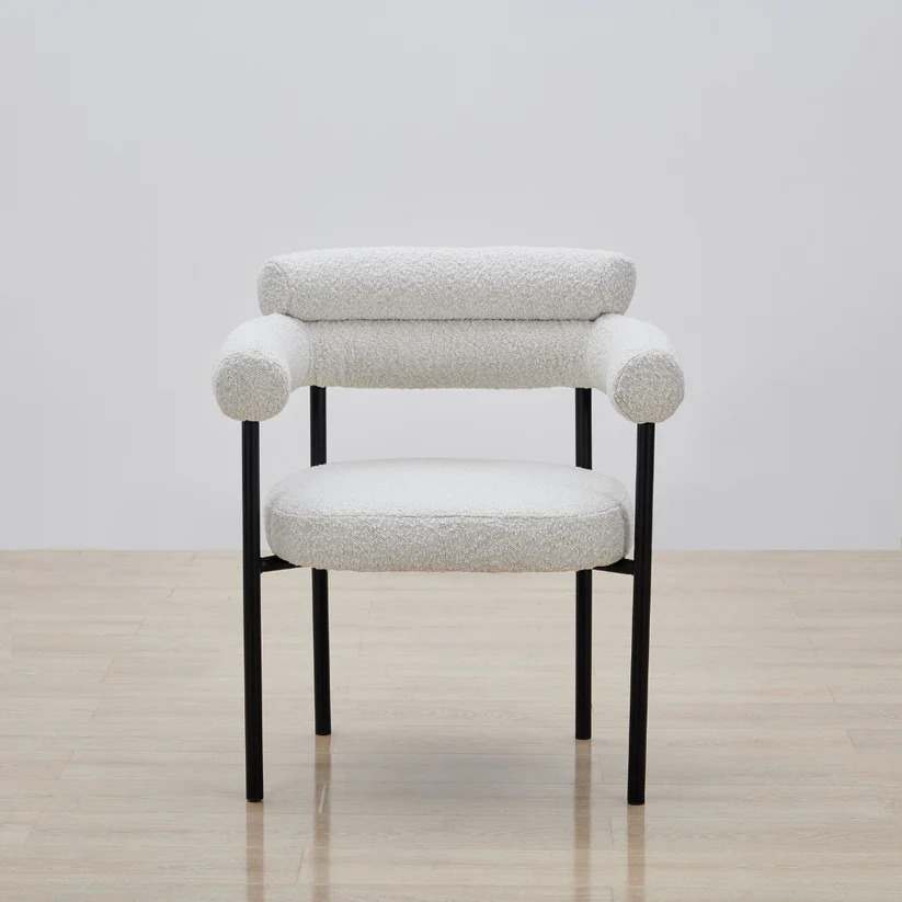 CassandraDiningChairPremiumIvoryBoucle-FrontViewinTimberFloorRoom.webp Cassandra Dining Chair - Image 1