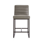 Graphite Grey Leather Counter Stool