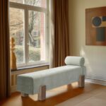 Chenille Fabric Bench