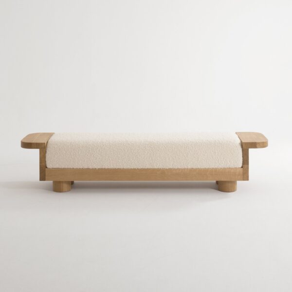 Brushed Oak & Fabric Bench
