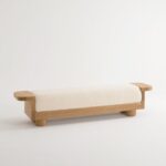 Brushed Oak & Fabric Bench - Image 3