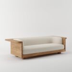 Brushed Oak & Fabric Sofa - Image 2
