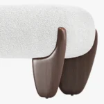 Fabric Ottoman with Wooden Legs - Image 6