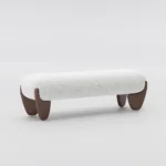 Fabric Ottoman with Wooden Legs