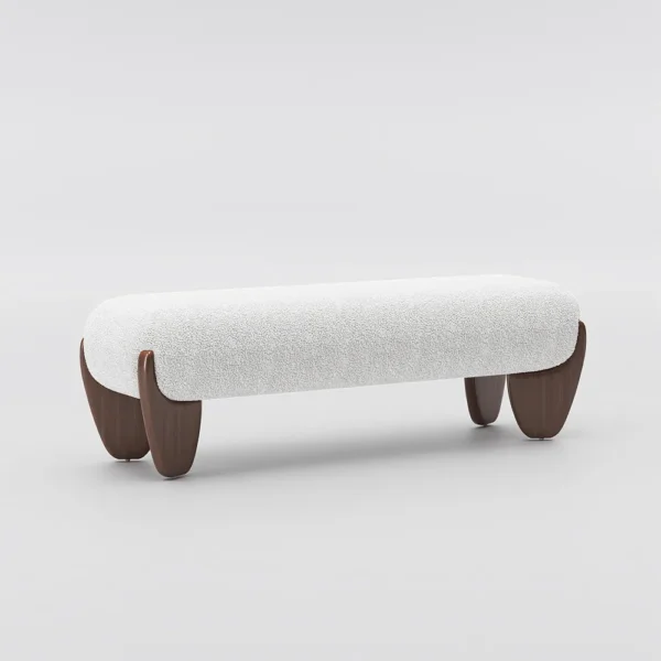 Fabric Ottoman with Wooden Legs