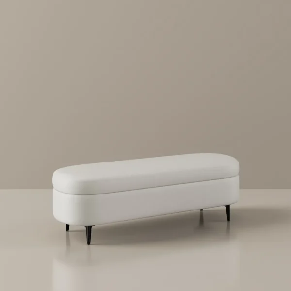 Vienna White Ottoman Bench with Storage