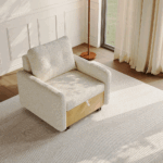 Modern White Sleeper Chair with Wood Base - Image 2