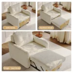 Modern White Sleeper Chair with Wood Base - Image 13