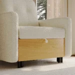 Modern White Sleeper Chair with Wood Base - Image 7