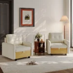 Modern White Sleeper Chair with Wood Base - Image 8