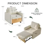 Modern White Sleeper Chair with Wood Base - Image 10
