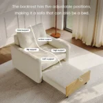 Modern White Sleeper Chair with Wood Base - Image 11