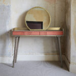 Recycled Grey & Earth Red Mirror Console