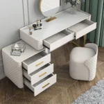 White Slate & Glass Vanity Sideboard with Drawers and Stool - Image 2