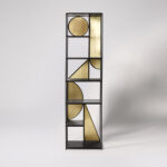 Handcrafted Black Wood & Brass Shelf Unit