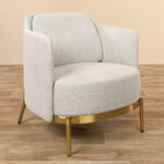 Chrome Gold Bouclé Lounge Chair - Image 2