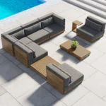 Miami Patio Wood 9 Piece Sofa Set - Image 2