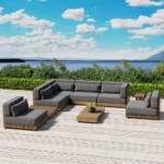 Miami Patio Wood 9 Piece Sofa Set - Image 3