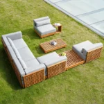 Modular Teak & Beech Outdoor Furniture Set - Image 5
