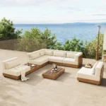 Modular Teak & Beech Outdoor Furniture Set - Image 3