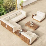 Modular Teak & Beech Outdoor Furniture Set