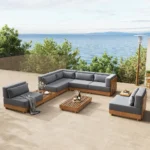 Modular Teak & Beech Outdoor Furniture Set - Image 21