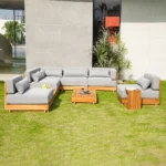Modular Teak & Beech Outdoor Furniture Set - Image 6