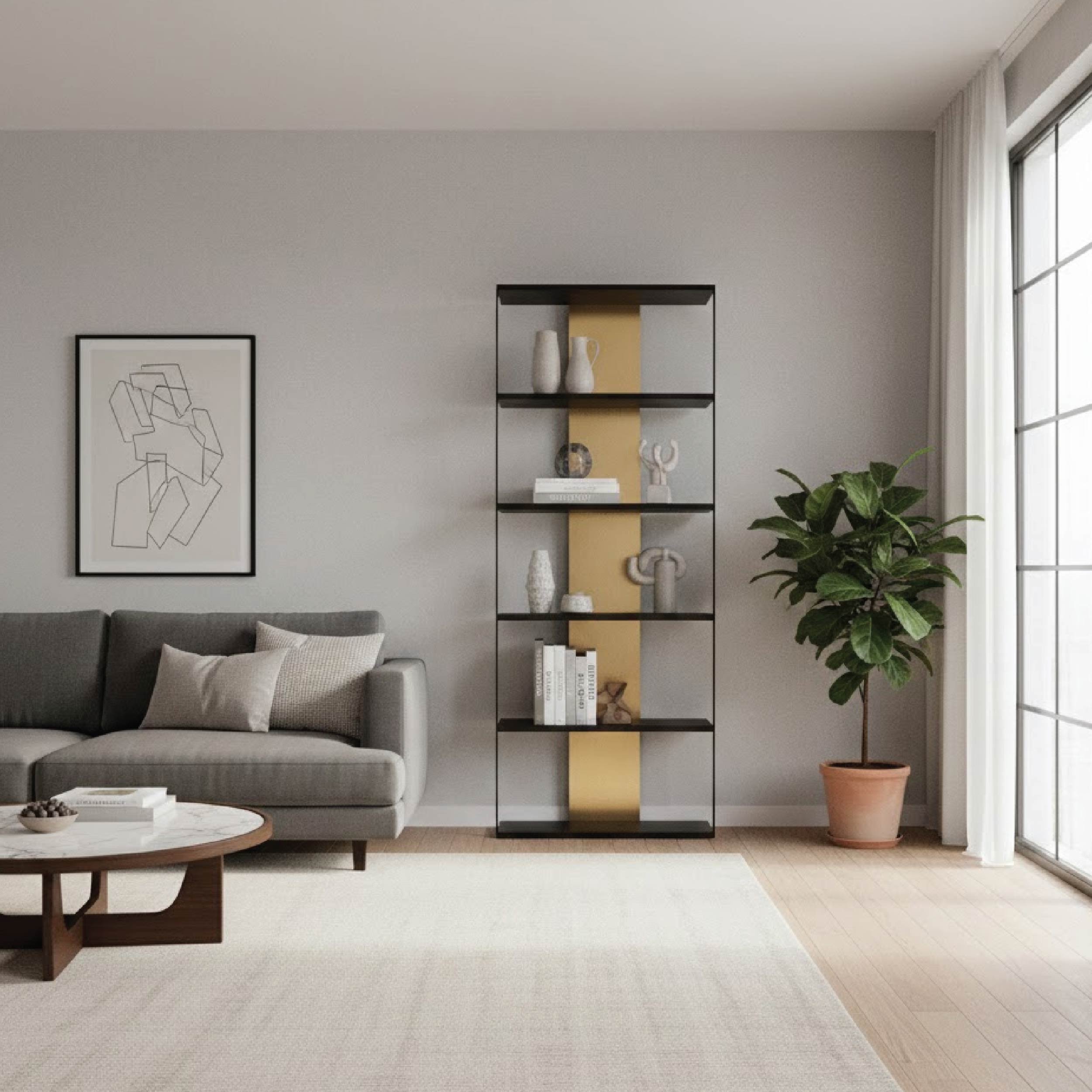 Untitled-1-10.jpg Handcrafted Black Shelving Unit - Image 1