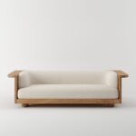 Brushed Oak & Fabric Sofa