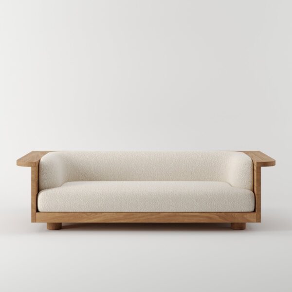Brushed Oak & Fabric Sofa