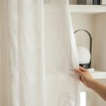 Elegant White Jacquard Net Sheer Curtains with Wavy Design – Complete Installation Set, Starting at 99 AEDsqm