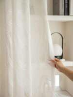 Elegant White Jacquard Net Sheer Curtains with Wavy Design – Complete Installation Set, Starting at 99 AEDsqm