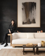 Brushed Oak & Fabric Sofa - Image 5