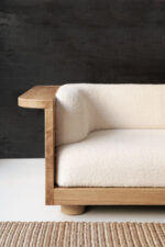 Brushed Oak & Fabric Sofa - Image 4