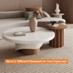 Camel 2-Piece Round Wood Coffee Table Set - Image 10