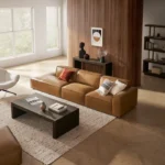 Brown Leather Sofa - Image 2