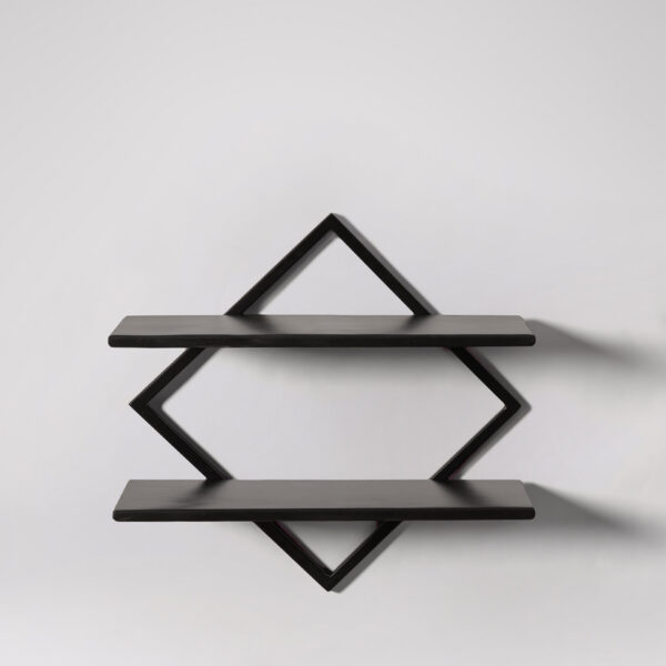 Black Steel & Wood Wall Shelf