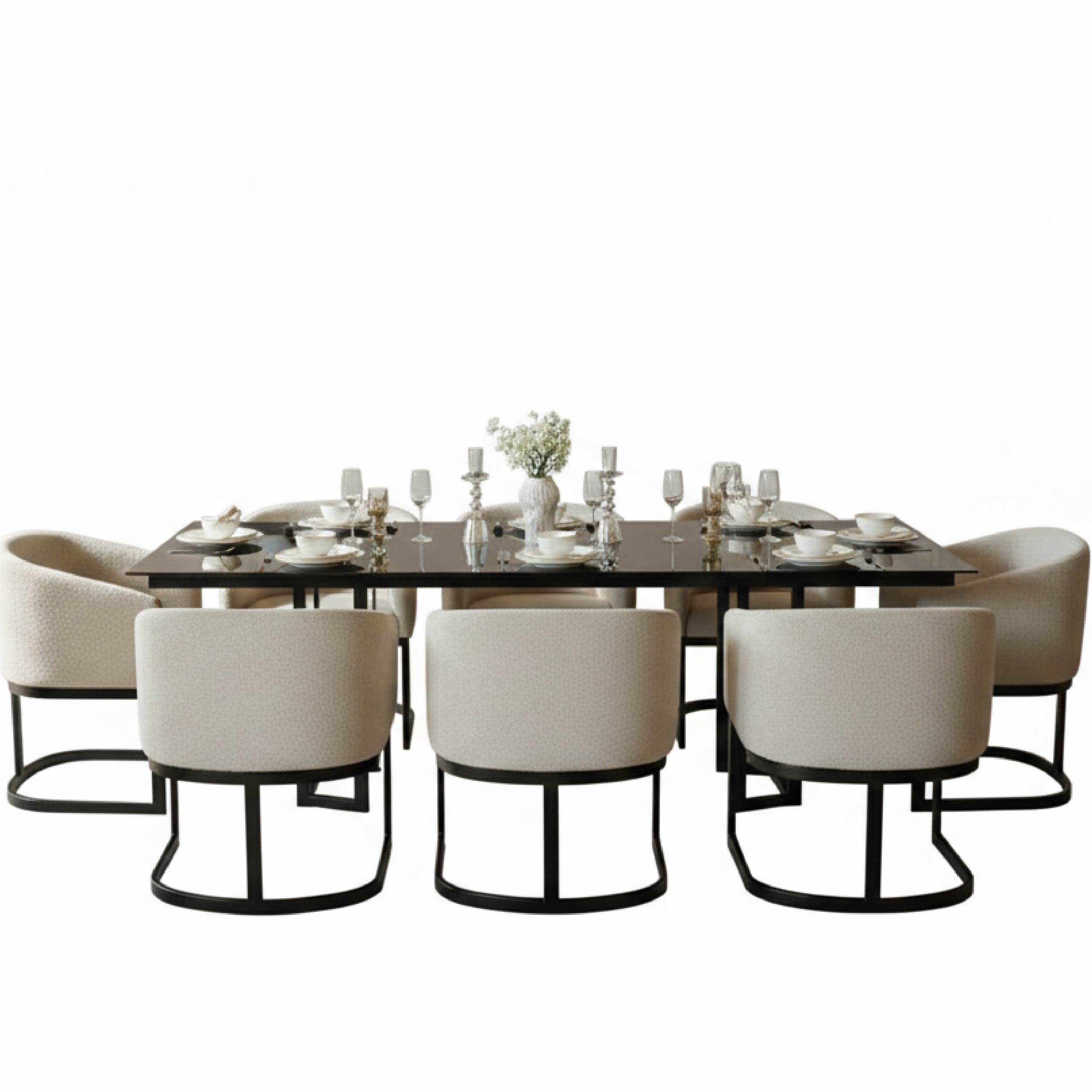 unnamed-16-Recovered-01.jpg Black Metal Base Dining Table with 6 Upholstered Chairs- Limited Factory Clearance Offer - Image 1