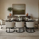 Black Metal Base Dining Table with 6 Upholstered Chairs- Limited Factory Clearance Offer - Image 2